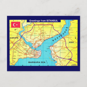Istanbul Retro Grußkarte Postkarte