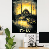 Istanbul Skyline - Charcoal Monochrom Kunst - Urba Poster (Heimbüro)