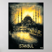 Istanbul Skyline - Charcoal Monochrom Kunst - Urba Poster (Vorne)