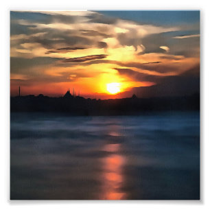Istanbul Skyline gegen den schönen Sonnenuntergang Fotodruck
