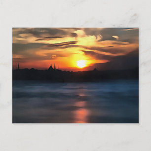 Istanbul Skyline gegen den schönen Sonnenuntergang Postkarte