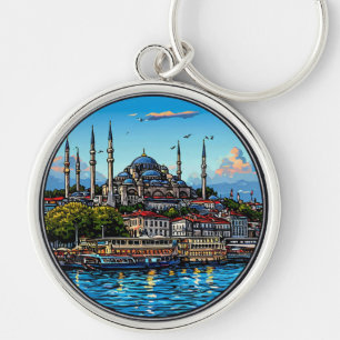Istanbul Skyline mit lebhaften Farben Schlüsselanhänger