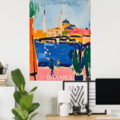 Istanbul Skyline mit Wasserfront im Kunstmuseum Fa Poster (Heimbüro)