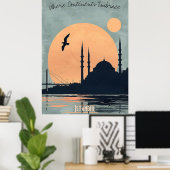 Istanbul Sunset - Moscheen und Brücken Silhouette Poster (Heimbüro)