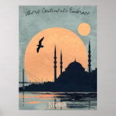 Istanbul Sunset - Moscheen und Brücken Silhouette Poster (Vorne)