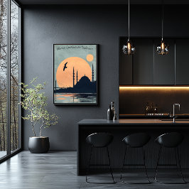 Istanbul Sunset - Moscheen und Brücken Silhouette Poster