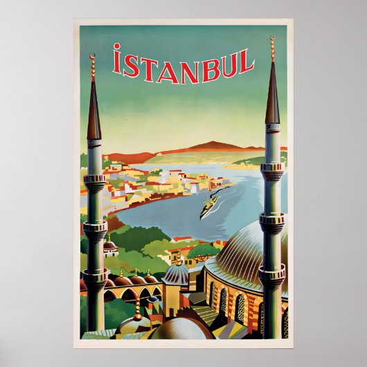 Istanbul Travel Poster Vintage Turkey Türkiye Wall (Vorne)
