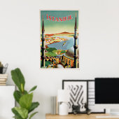Istanbul Travel Poster Vintage Turkey Türkiye Wall (Heimbüro)
