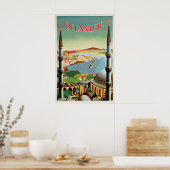 Istanbul Travel Poster Vintage Turkey Türkiye Wall (Küche)