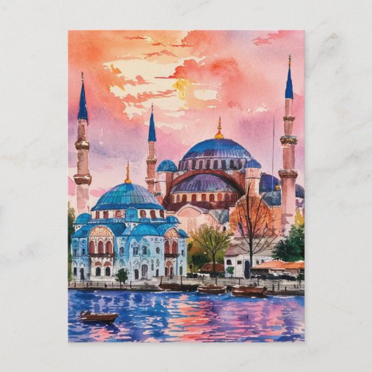 Istanbul Türkei Aquarellmalerei Postkarte (Vorderseite)