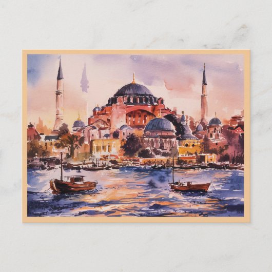 Istanbul Türkei Aquarellmalerei Postkarte (Vorderseite)