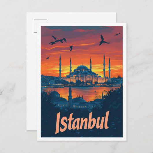 Istanbul Türkei Art Vintage Reise Postkarte (Vorne/Hinten)