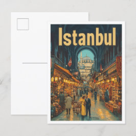 Istanbul Türkei Art Vintage Reise Postkarte