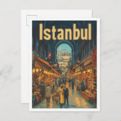 Istanbul Türkei Art Vintage Reise Postkarte (Vorne/Hinten)