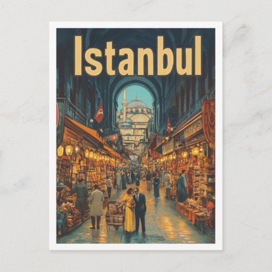 Istanbul Türkei Art Vintage Reise Postkarte (Vorderseite)