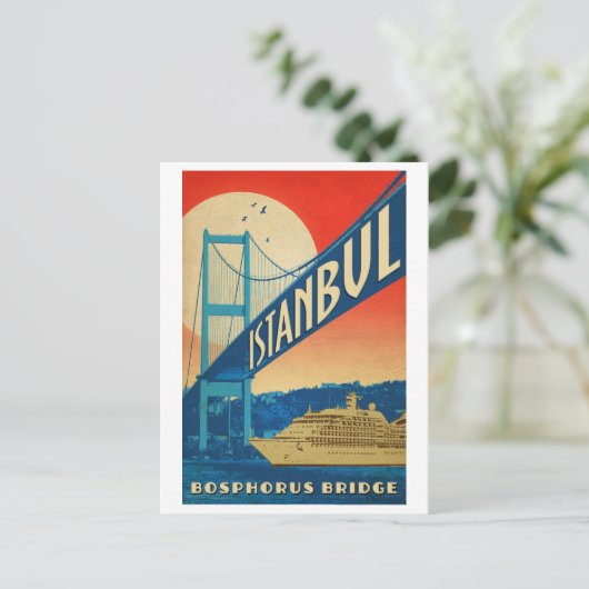 Istanbul, Türkei, Bosporusbrücke, Touristenkreuzer Postkarte (Stehend Vorderseite)