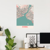 Istanbul - Türkei Chalk City Map Poster (Heimbüro)