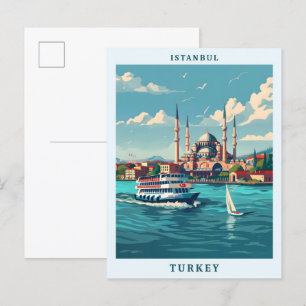 Istanbul Türkei Elegante Art Vintage Postkarte