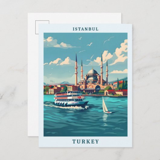 Istanbul Türkei Elegante Art Vintage Postkarte (Vorne/Hinten)