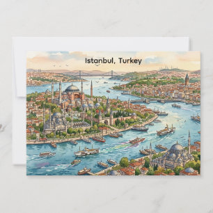 Istanbul Türkei Hagia Sophia Aquarell  Karte