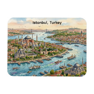 Istanbul Türkei Hagia Sophia Aquarell  Magnet