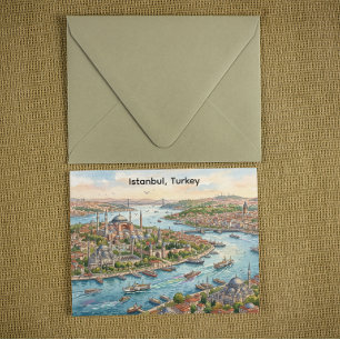 Istanbul Türkei Hagia Sophia Aquarell Postkarte