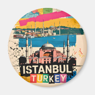 Istanbul Türkei Hagia Sophia Retro Pop Art Reise Magnet