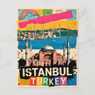 Istanbul Türkei Hagia Sophia Retro Pop Art Reise Postkarte