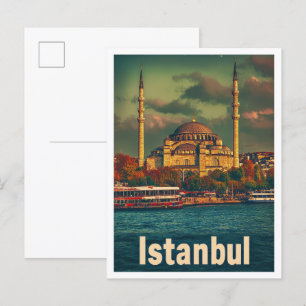 Istanbul Türkei Kunst Vintage Reiseillustration Postkarte