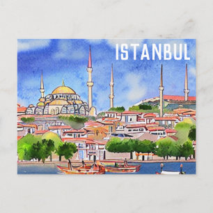 Istanbul Türkei Moschee Aquarellmalerei Postkarte