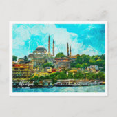 Istanbul Türkei Öl Paint City Landschaft Postkarte (Vorderseite)