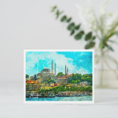 Istanbul Türkei Öl Paint City Landschaft Postkarte (Stehend Vorderseite)