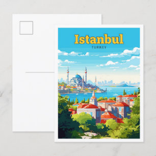 Istanbul Türkei Reise Vintage-Illustration Postkarte