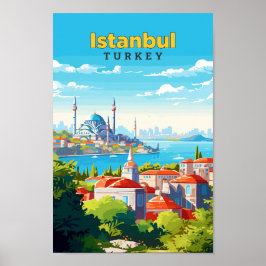 Istanbul Türkei Reisen Kunst, Vintage Illustration Poster