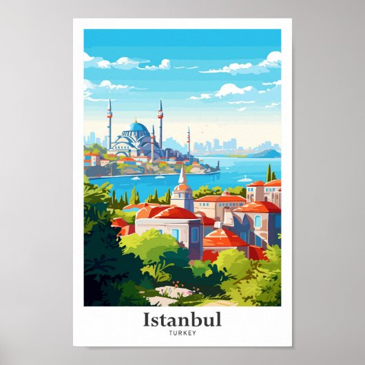 Istanbul Türkei Reisen Vintage Illustration Poster (Vorne)
