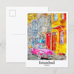 Istanbul Türkei Reisen Wasserfarben Hand gezogen Postkarte