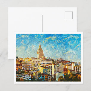 Istanbul Türkei Schöne Öl Paint City Landschaft Postkarte