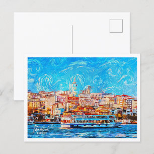 Istanbul Türkei Schöne Öl Paint Landschaft Postkarte