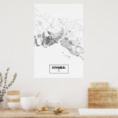 Istanbul, Türkei (schwarz auf weiß) Poster (Küche)