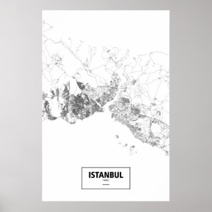 Istanbul, Türkei (schwarz auf weiß) Poster