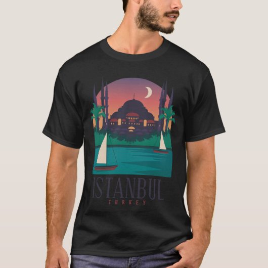 Istanbul Türkei Skyline Silhouette Kontur Sk T-Shirt (Vorderseite)