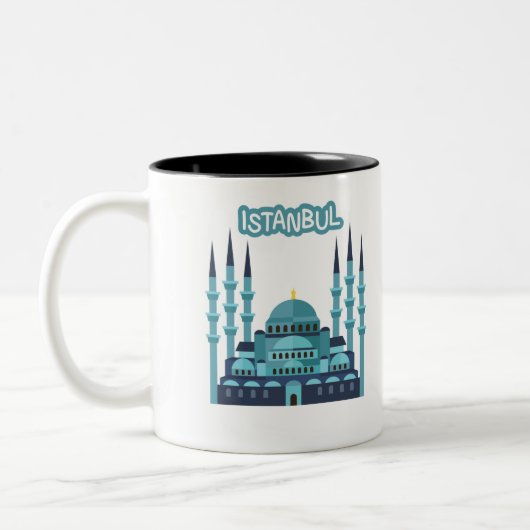 Istanbul Türkei Souvenir in Blau und Cyano Farbe Zweifarbige Tasse (Links)