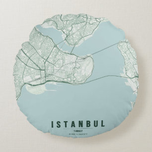 Istanbul Türkei Stadtplan Minimal Design Notizbuch Rundes Kissen