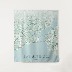 Istanbul Türkei Stadtplan Minimales Design Wandteppich