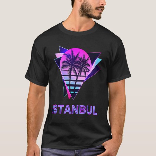Istanbul Türkei Türkischer 80er Vaporware Palm Tre T-Shirt (Vorderseite)