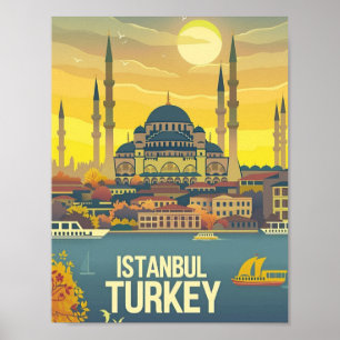 Istanbul Türkei Vintage Berühmter Reiseort Poster