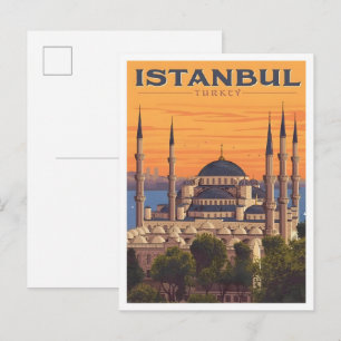 Istanbul Türkei Vintage Kunst Reise Postkarte
