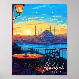 Istanbul Türkei Vintage Reise Illustration Poster