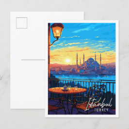 Istanbul Türkei Vintage Reise Illustration Postkarte