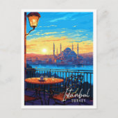 Istanbul Türkei Vintage Reise Illustration Postkarte (Vorderseite)